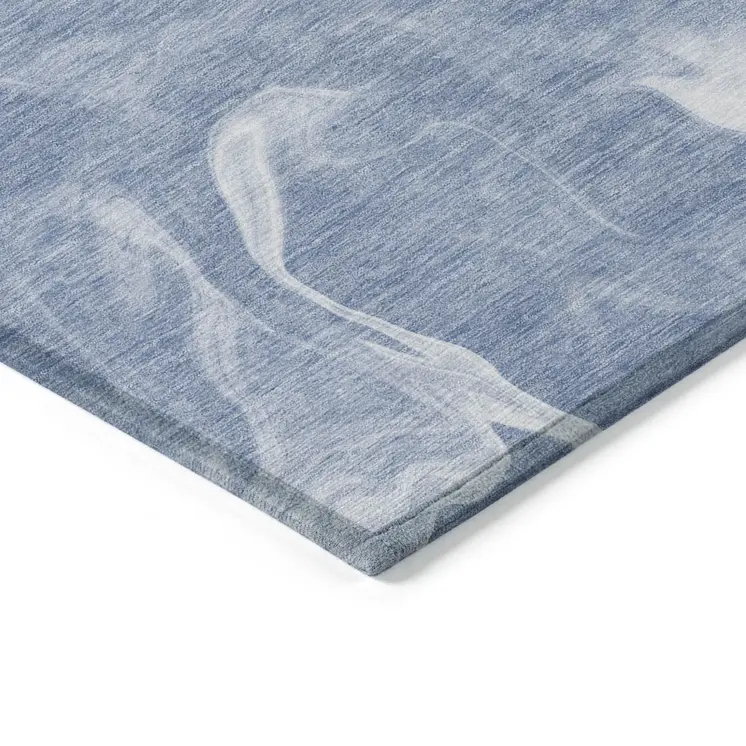 5' X 8' Blue And Sky Blue Abstract Washable Indoor Outdoor Area Rug