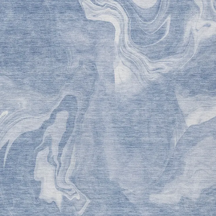 5' X 8' Blue And Sky Blue Abstract Washable Indoor Outdoor Area Rug