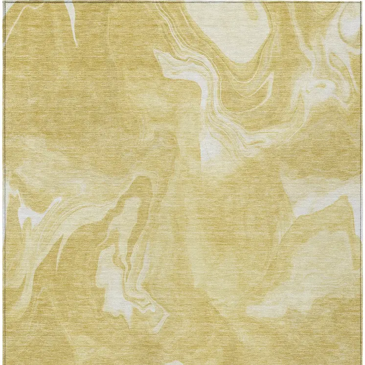 5' X 8' Gold Wheat And Ivory Abstract Washable Indoor Outdoor Area Rug