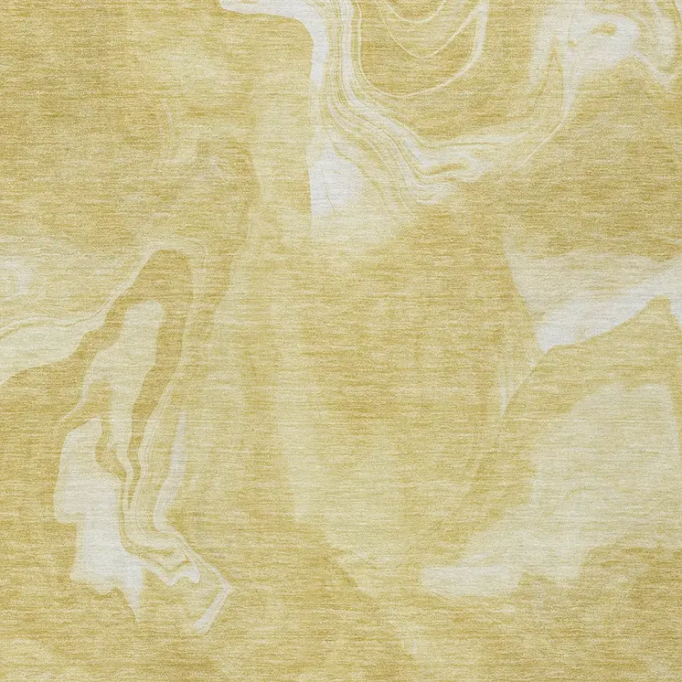 5' X 8' Gold Wheat And Ivory Abstract Washable Indoor Outdoor Area Rug