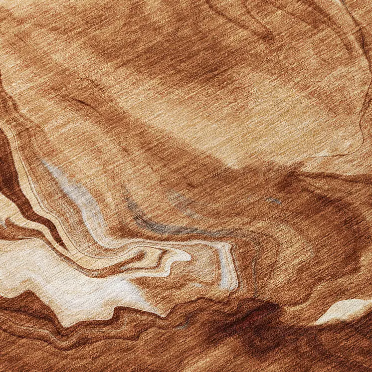 5' X 8' Orange Copper And Ivory Abstract Washable Indoor Outdoor Area Rug