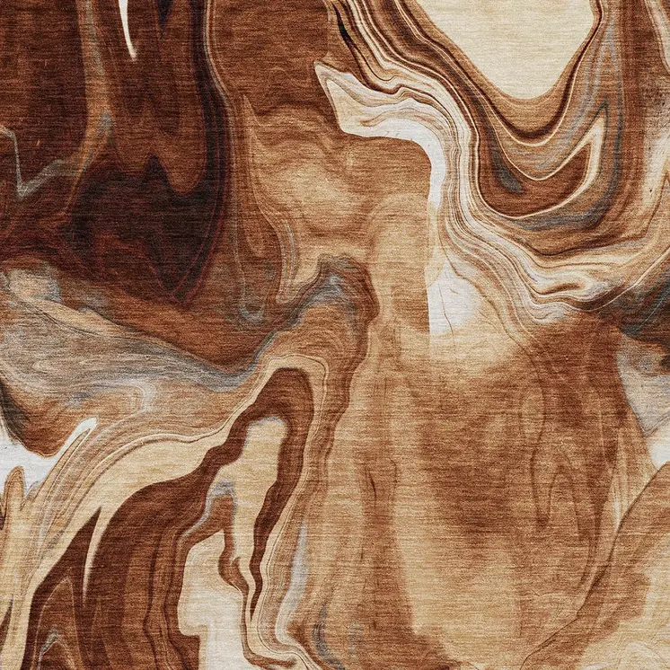 8' X 10' Orange Copper And Ivory Abstract Washable Indoor Outdoor Area Rug