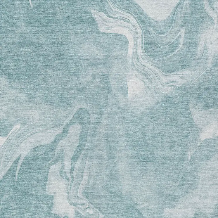 9' X 12' Teal Blue And Aqua Abstract Washable Indoor Outdoor Area Rug