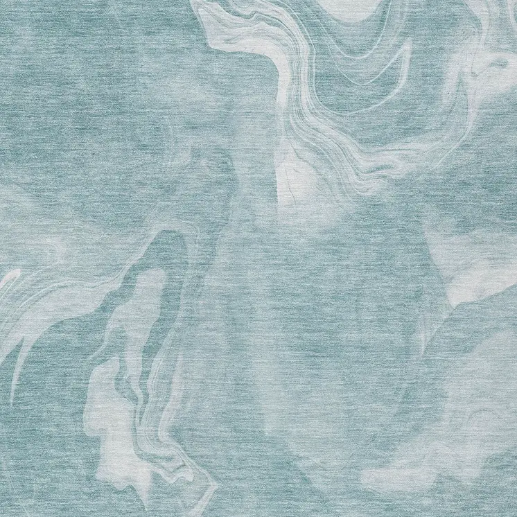 10' X 14' Teal Blue And Aqua Abstract Washable Indoor Outdoor Area Rug