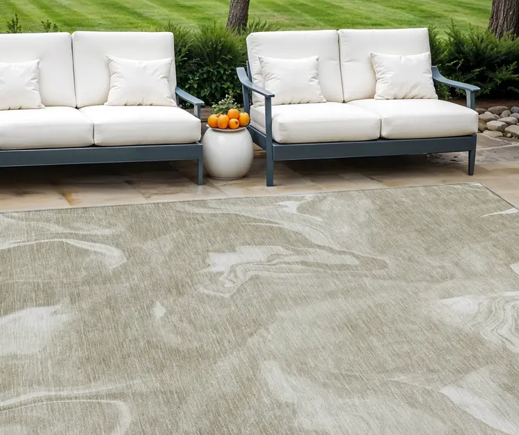 8' X 10' Taupe And Beige Abstract Washable Indoor Outdoor Area Rug