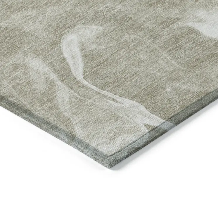 9' X 12' Taupe And Beige Abstract Washable Indoor Outdoor Area Rug