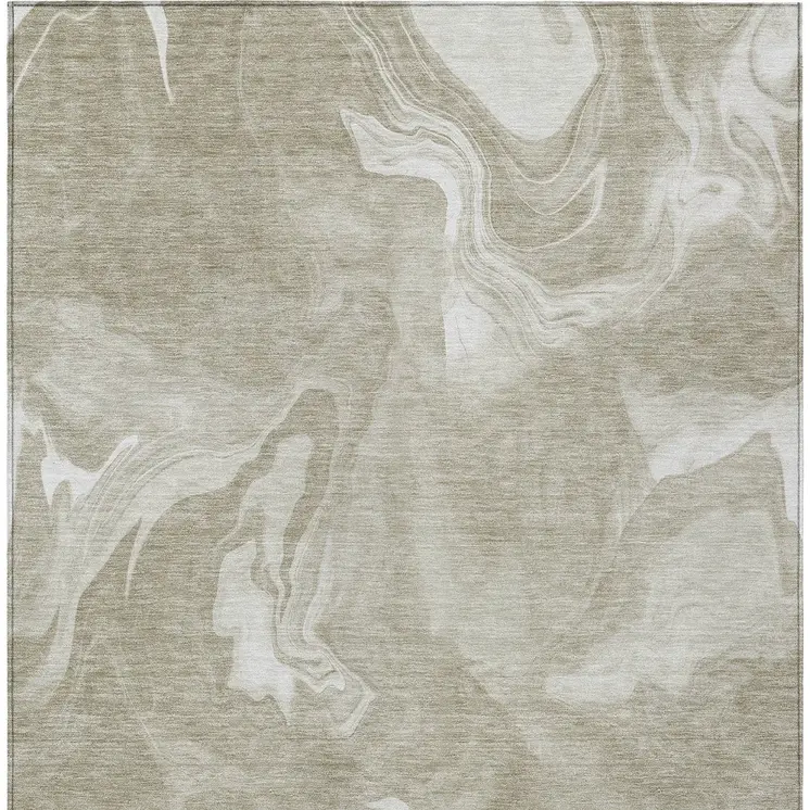 9' X 12' Taupe And Beige Abstract Washable Indoor Outdoor Area Rug
