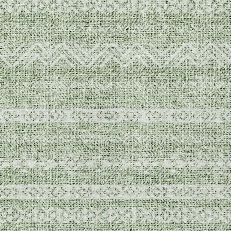 10' X 14' Artichoke Green And Green Southwestern Washable Indoor Outdoor Area Rug