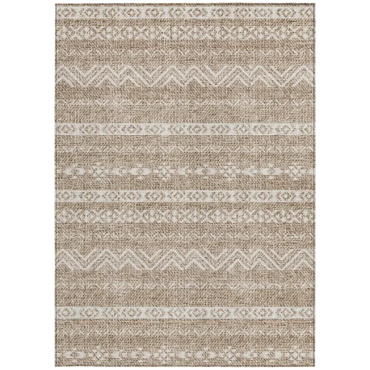 3' X 5' Brown And Beige Southwestern Washable Indoor Outdoor Area Rug