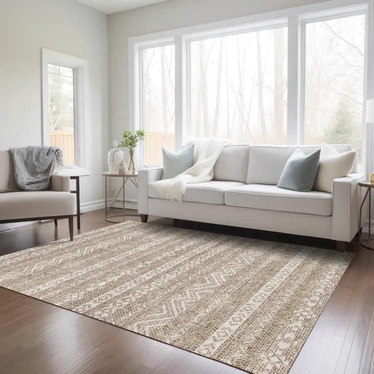 3' X 5' Brown And Beige Southwestern Washable Indoor Outdoor Area Rug