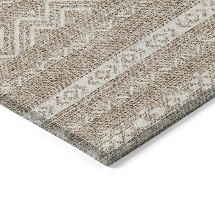 8' X 10' Brown And Beige Southwestern Washable Indoor Outdoor Area Rug