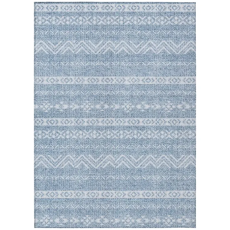 3' X 5' Blue And Denim Blue Southwestern Washable Indoor Outdoor Area Rug