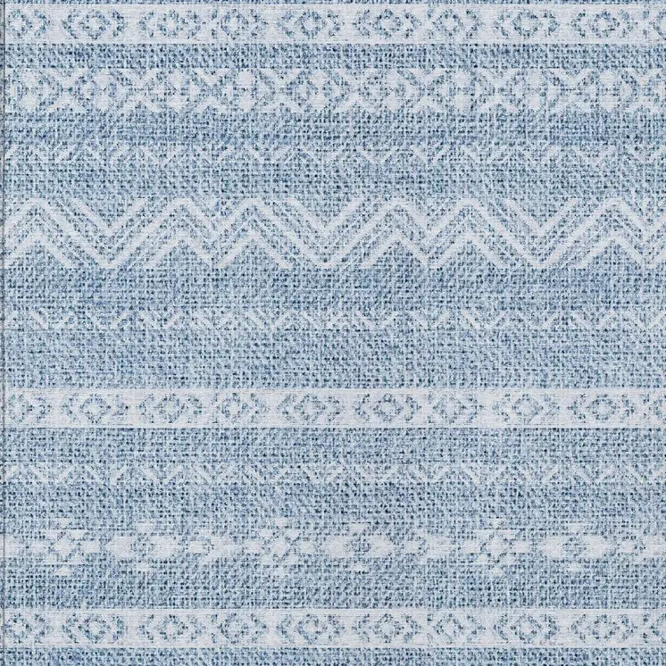 3' X 5' Blue And Denim Blue Southwestern Washable Indoor Outdoor Area Rug