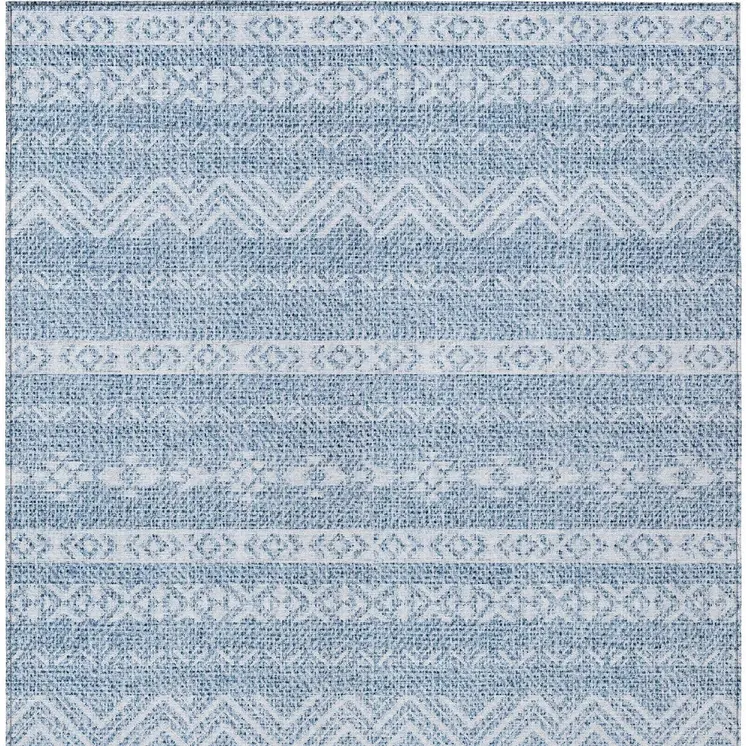 3' X 5' Blue And Denim Blue Southwestern Washable Indoor Outdoor Area Rug