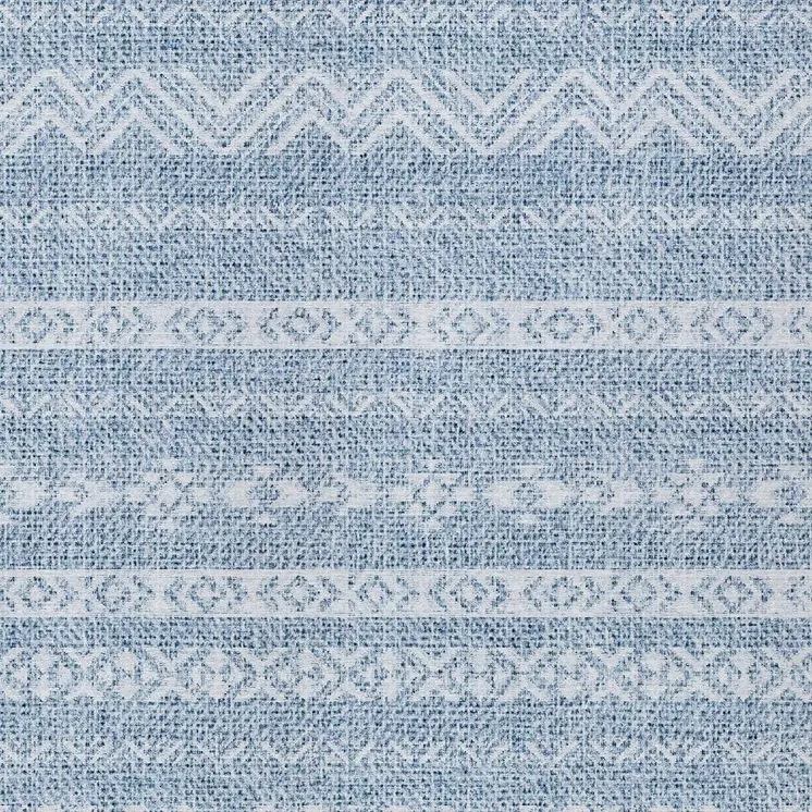 9' X 12' Blue And Denim Blue Southwestern Washable Indoor Outdoor Area Rug