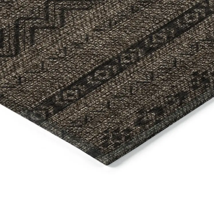 3' X 5' Chocolate And Brown Southwestern Washable Indoor Outdoor Area Rug