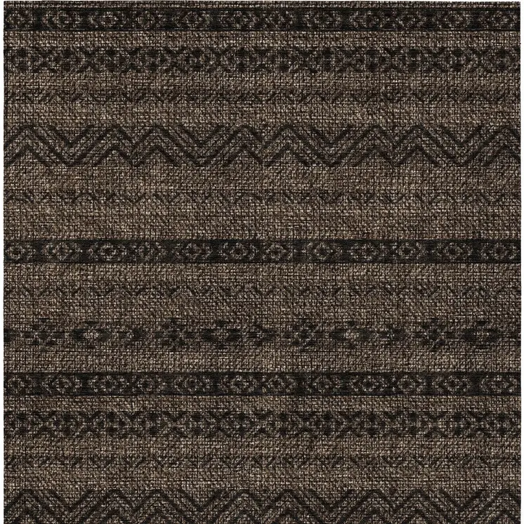 8' X 10' Chocolate And Brown Southwestern Washable Indoor Outdoor Area Rug