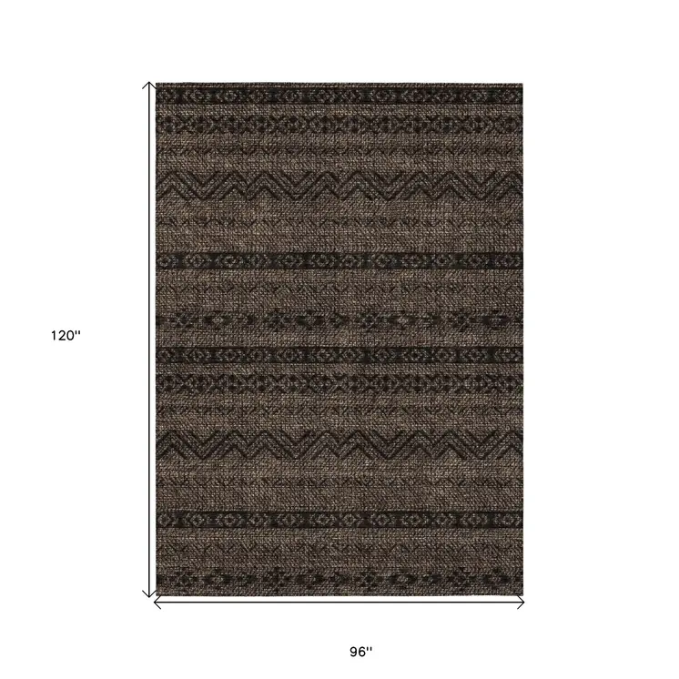 8' X 10' Chocolate And Brown Southwestern Washable Indoor Outdoor Area Rug