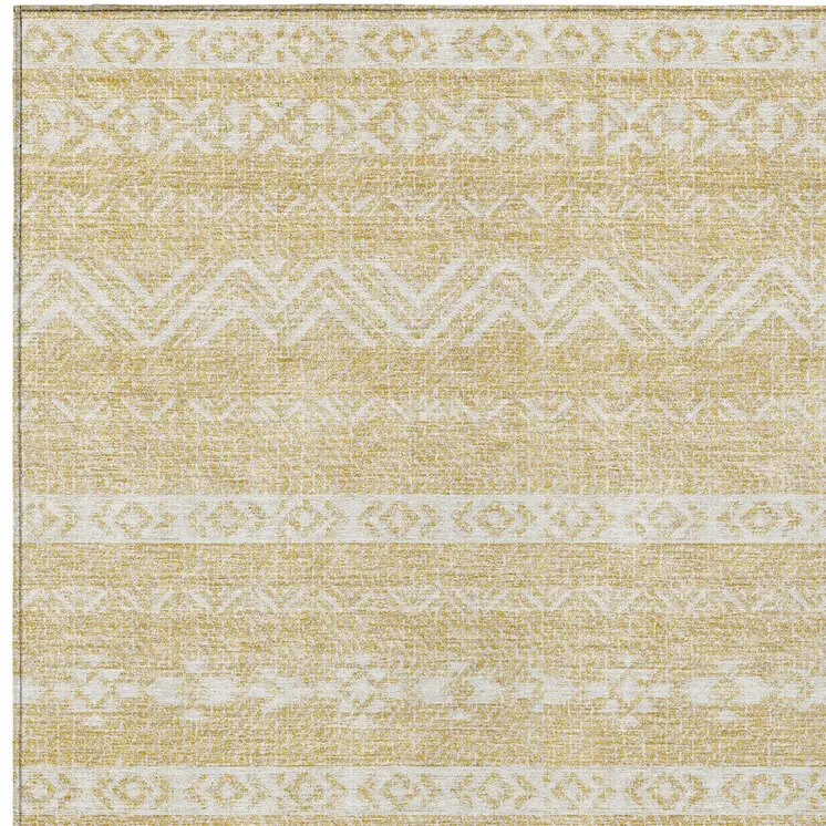 5' X 8' Gold And Beige Southwestern Washable Indoor Outdoor Area Rug