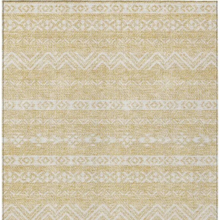 8' X 10' Gold And Beige Southwestern Washable Indoor Outdoor Area Rug
