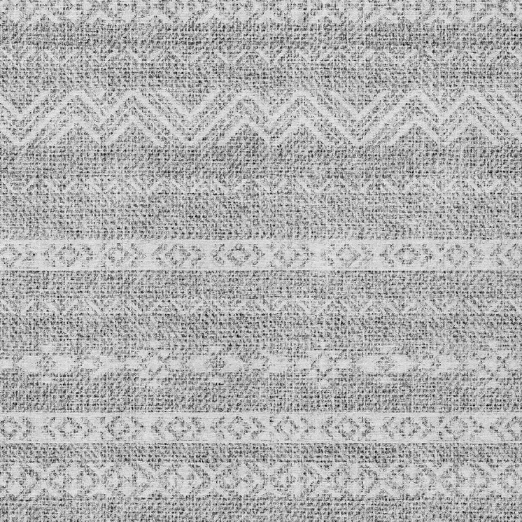 9' X 12' Gray And Silver Southwestern Washable Indoor Outdoor Area Rug