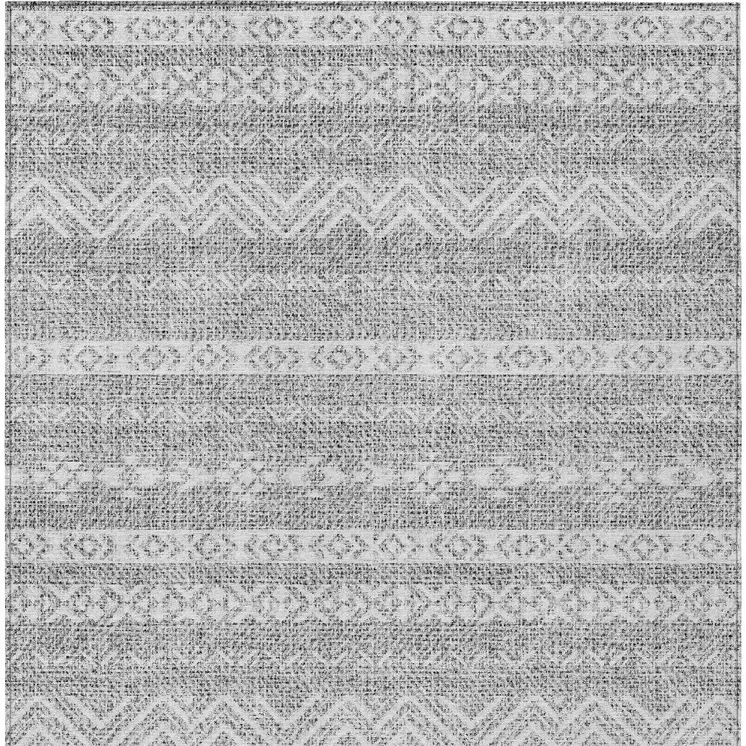 10' X 14' Gray And Silver Southwestern Washable Indoor Outdoor Area Rug