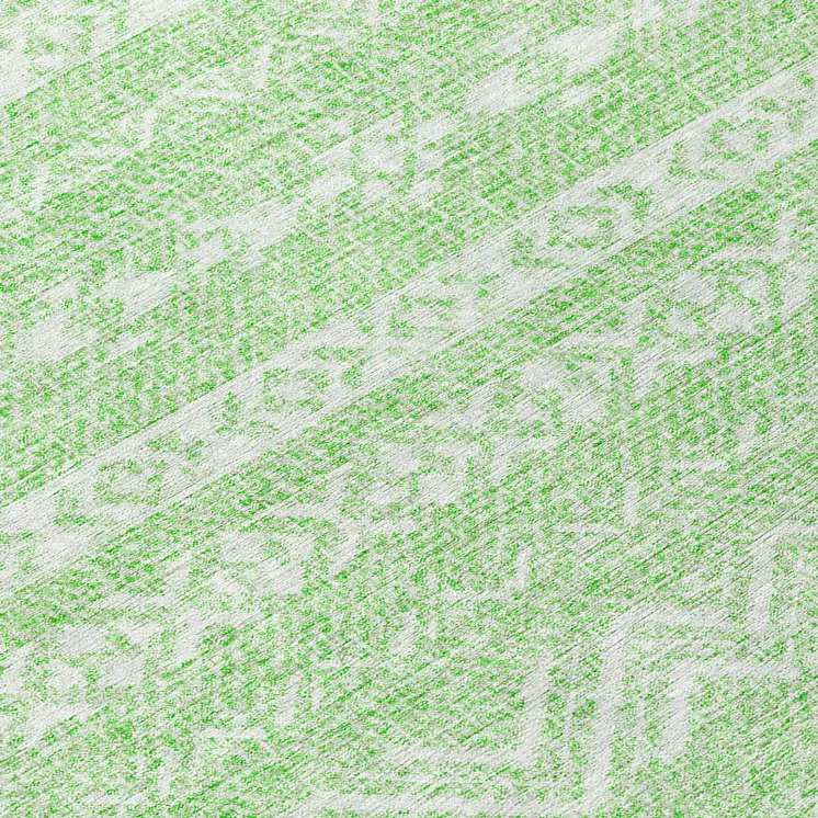 8' Lime Green And Green Round Southwestern Washable Indoor Outdoor Area Rug