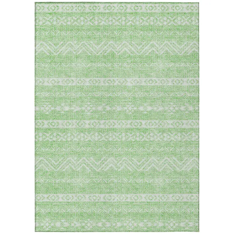 8' X 10' Lime Green And Green Southwestern Washable Indoor Outdoor Area Rug