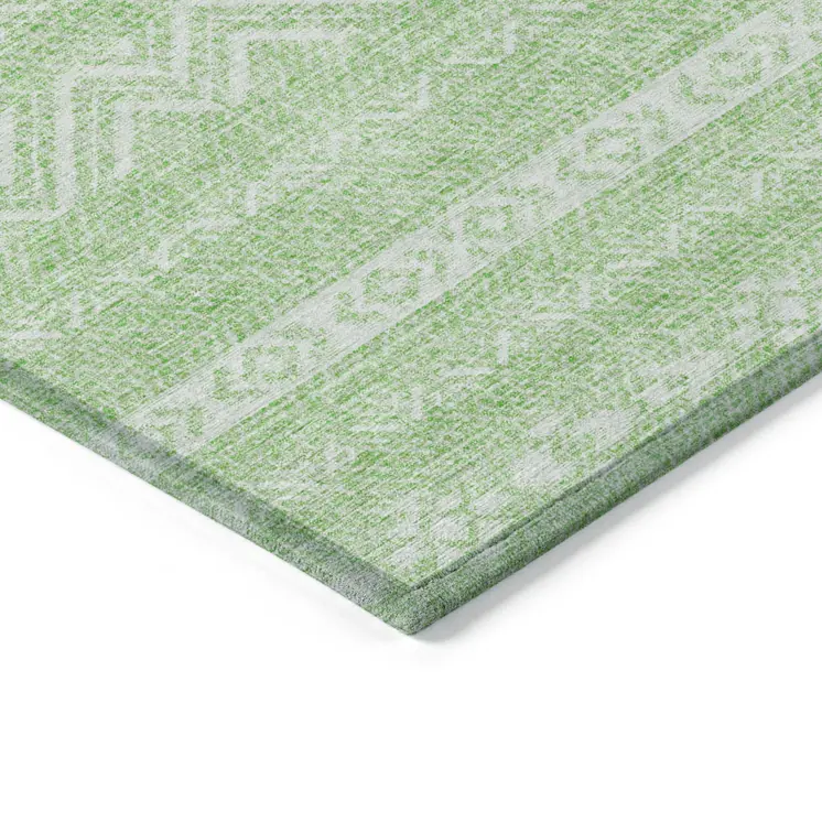 8' X 10' Lime Green And Green Southwestern Washable Indoor Outdoor Area Rug
