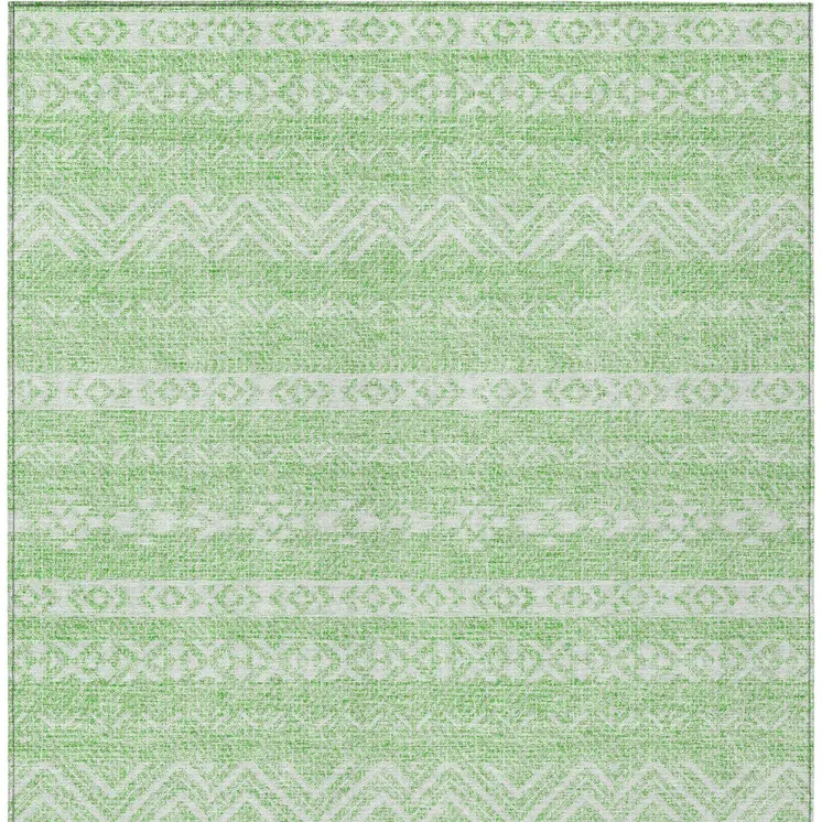 8' X 10' Lime Green And Green Southwestern Washable Indoor Outdoor Area Rug