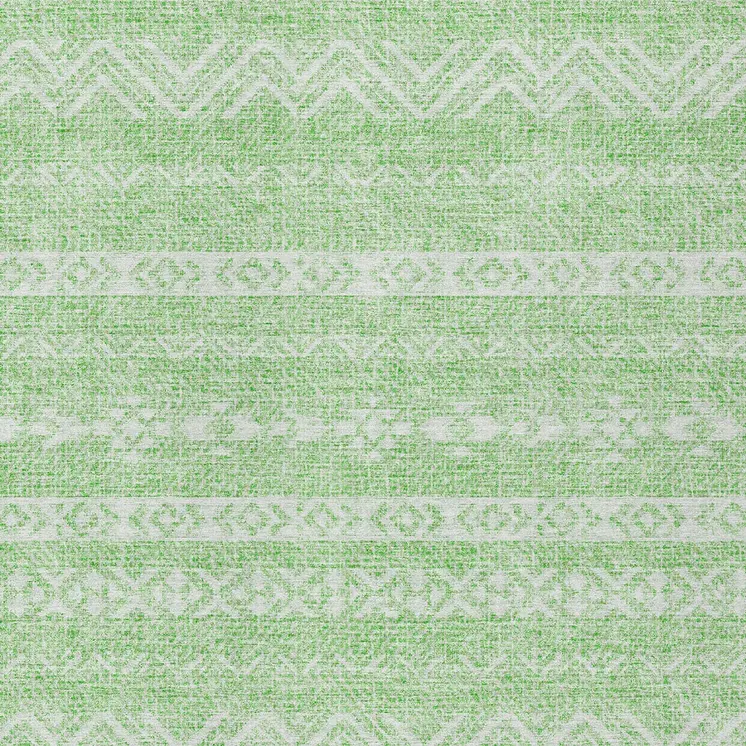 10' X 14' Lime Green And Green Southwestern Washable Indoor Outdoor Area Rug