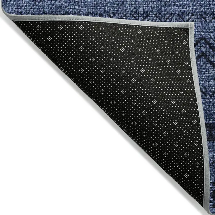 3' X 5' Navy Blue Southwestern Washable Indoor Outdoor Area Rug