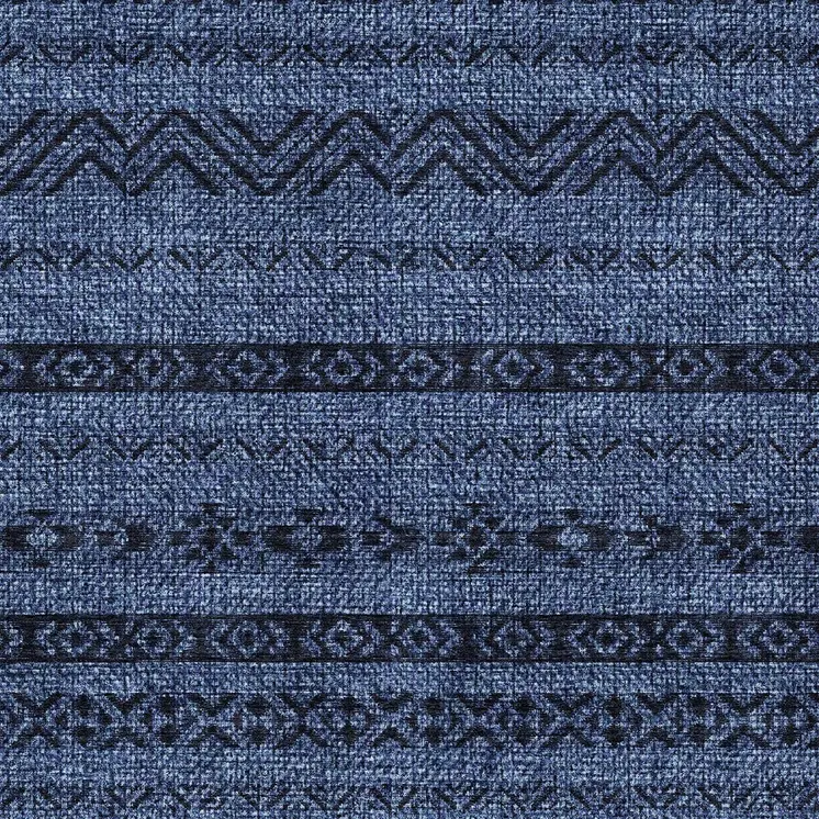 8' X 10' Navy Blue Southwestern Washable Indoor Outdoor Area Rug