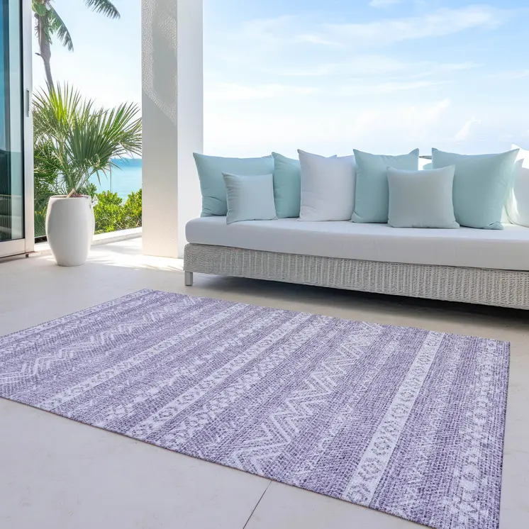 3' X 5' Purple And Lavender Southwestern Washable Indoor Outdoor Area Rug