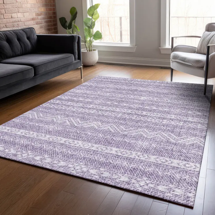 3' X 5' Purple And Lavender Southwestern Washable Indoor Outdoor Area Rug