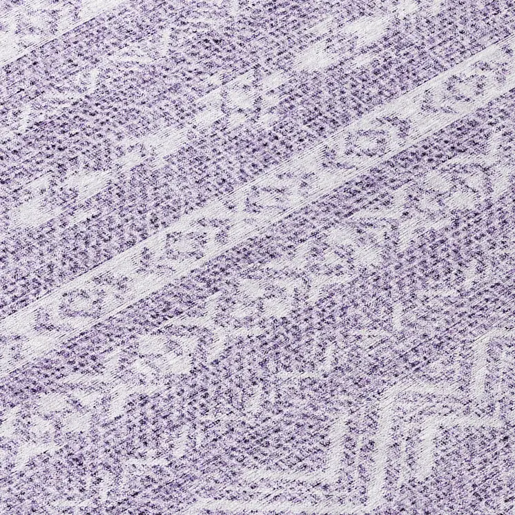 8' Purple And Lavender Round Southwestern Washable Indoor Outdoor Area Rug