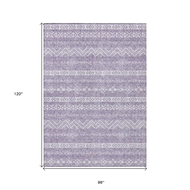 8' X 10' Purple And Lavender Southwestern Washable Indoor Outdoor Area Rug
