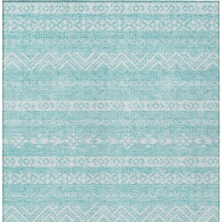 3' X 5' Teal Blue And Aqua Southwestern Washable Indoor Outdoor Area Rug