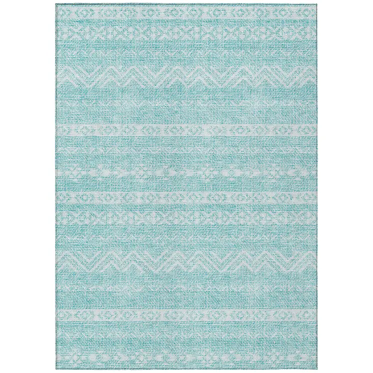 3' X 5' Teal Blue And Aqua Southwestern Washable Indoor Outdoor Area Rug