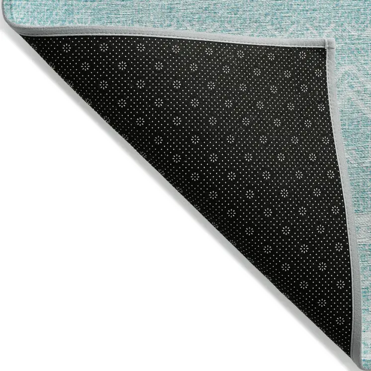 3' X 5' Teal Blue And Aqua Southwestern Washable Indoor Outdoor Area Rug