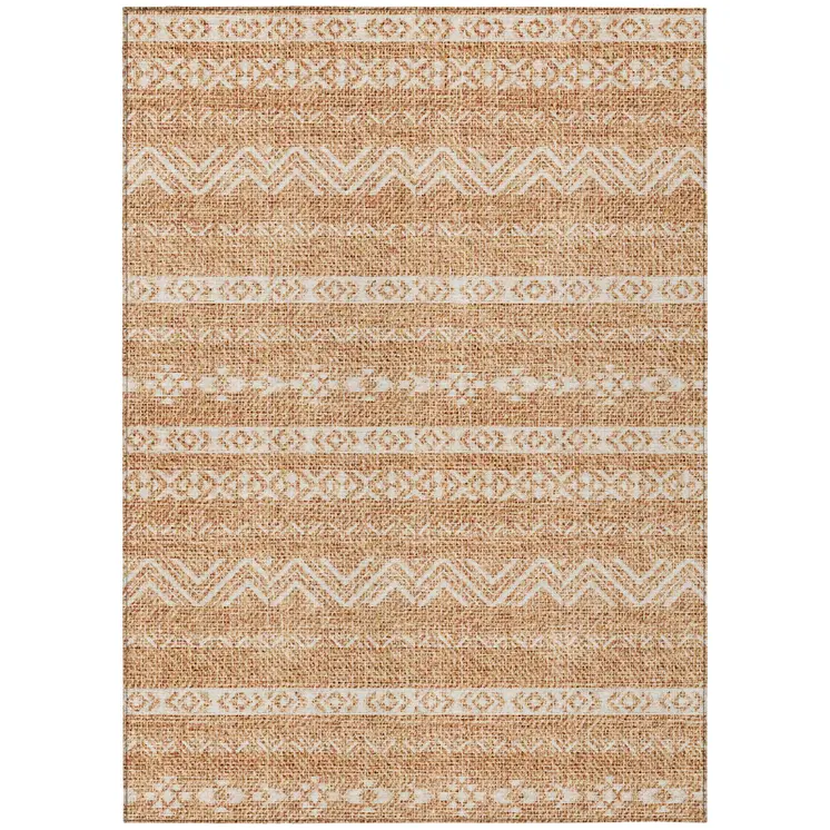 3' X 5' Terra Cotta And Beige Southwestern Washable Indoor Outdoor Area Rug