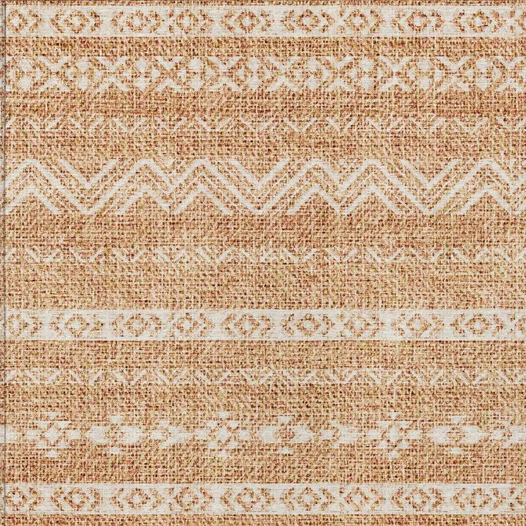 3' X 5' Terra Cotta And Beige Southwestern Washable Indoor Outdoor Area Rug