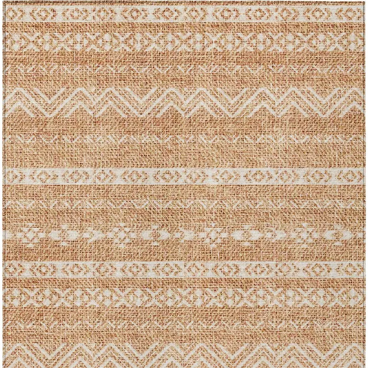 3' X 5' Terra Cotta And Beige Southwestern Washable Indoor Outdoor Area Rug
