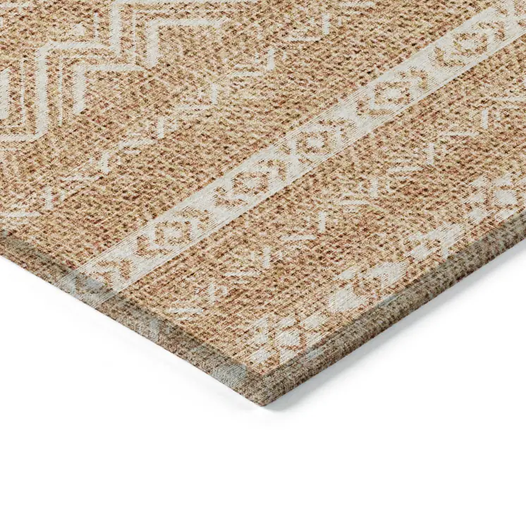 8' X 10' Terra Cotta And Beige Southwestern Washable Indoor Outdoor Area Rug