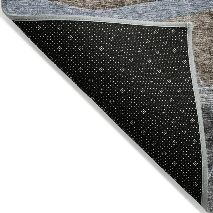 3' X 5' Chocolate Gray And Charcoal Abstract Washable Indoor Outdoor Area Rug