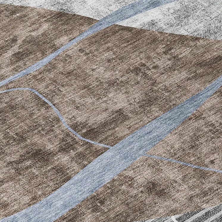 9' X 12' Chocolate Gray And Charcoal Abstract Washable Indoor Outdoor Area Rug