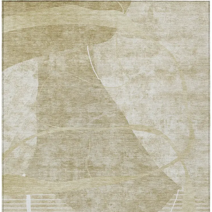 10' X 14' Beige Taupe And Tan Abstract Washable Indoor Outdoor Area Rug