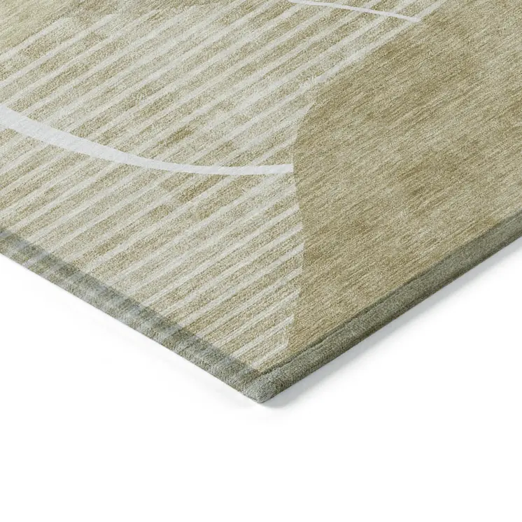 10' X 14' Beige Taupe And Tan Abstract Washable Indoor Outdoor Area Rug