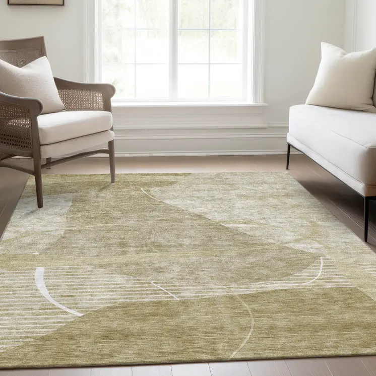10' X 14' Beige Taupe And Tan Abstract Washable Indoor Outdoor Area Rug