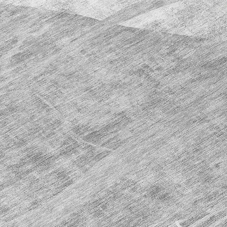 8' Gray Silver And Ivory Round Abstract Washable Indoor Outdoor Area Rug